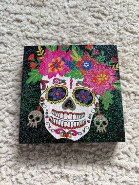 Colorful Day of the Dead Sugar Skull Wall Art - Floral Crown
